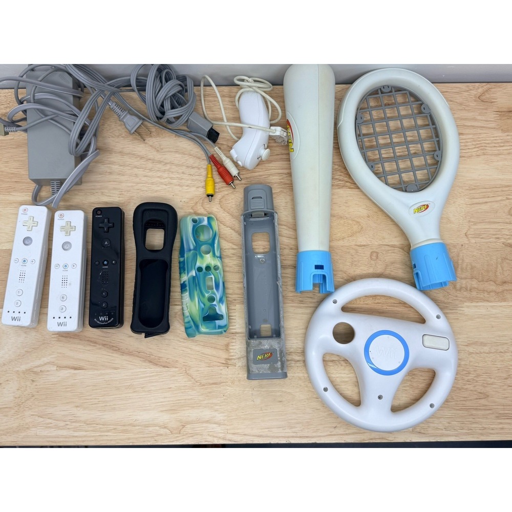 Wii Accessories Lot Video Game Controllers Tennis Baseball Nintendo Steering#48